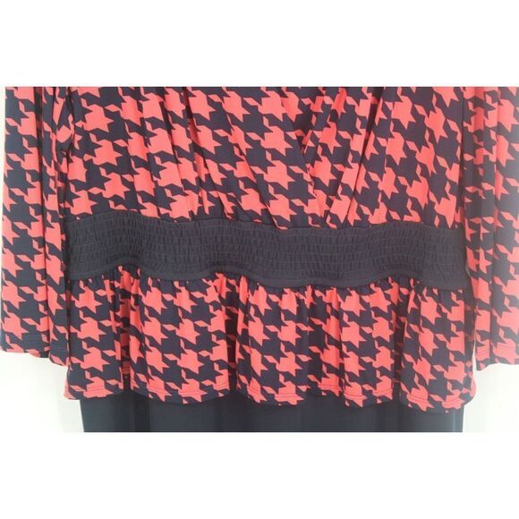 CHRIS MCLAUGHLIN DRESS SIZE 16W SMOCKED WAIST WITH PEPLUM LAYER HOUNDSTOOTH - Picture 3 of 6